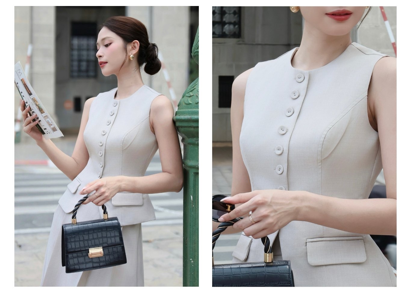 Chân váy xếp ly công sở xoè dài V4397A - Ảnh lookbook mẫu 1