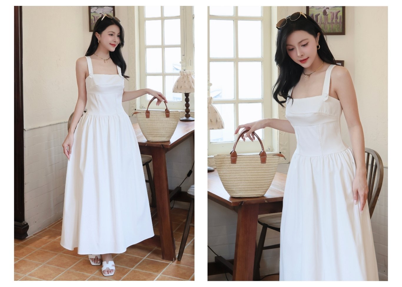Đầm 2 dây dài dạo phố cúp ngực D4399B - Ảnh lookbook mẫu 1