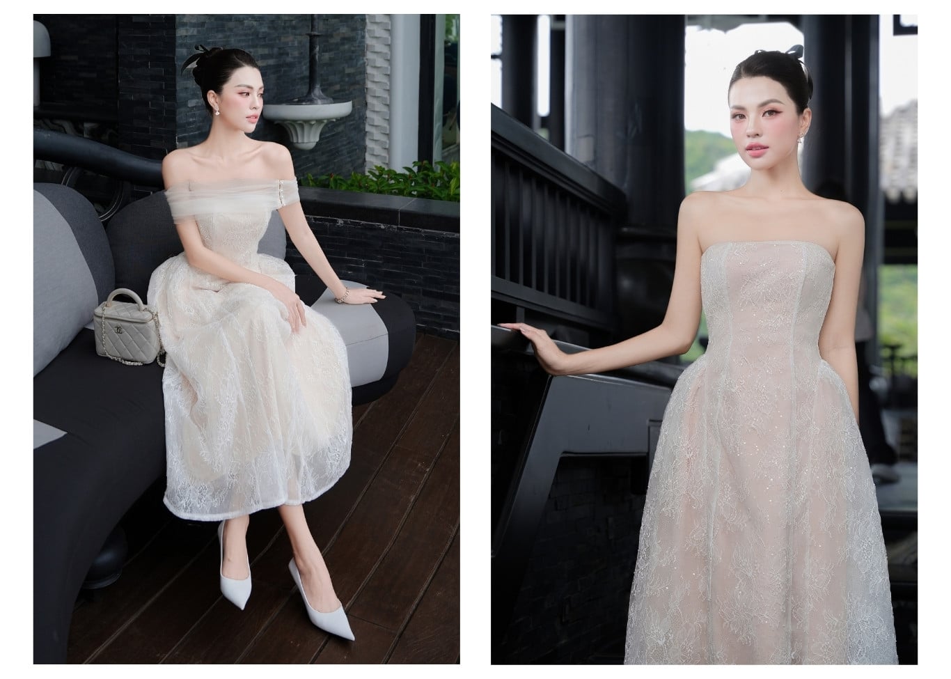 Đầm cúp ngực tiệc dài kèm choàng D4508T - Ảnh lookbook