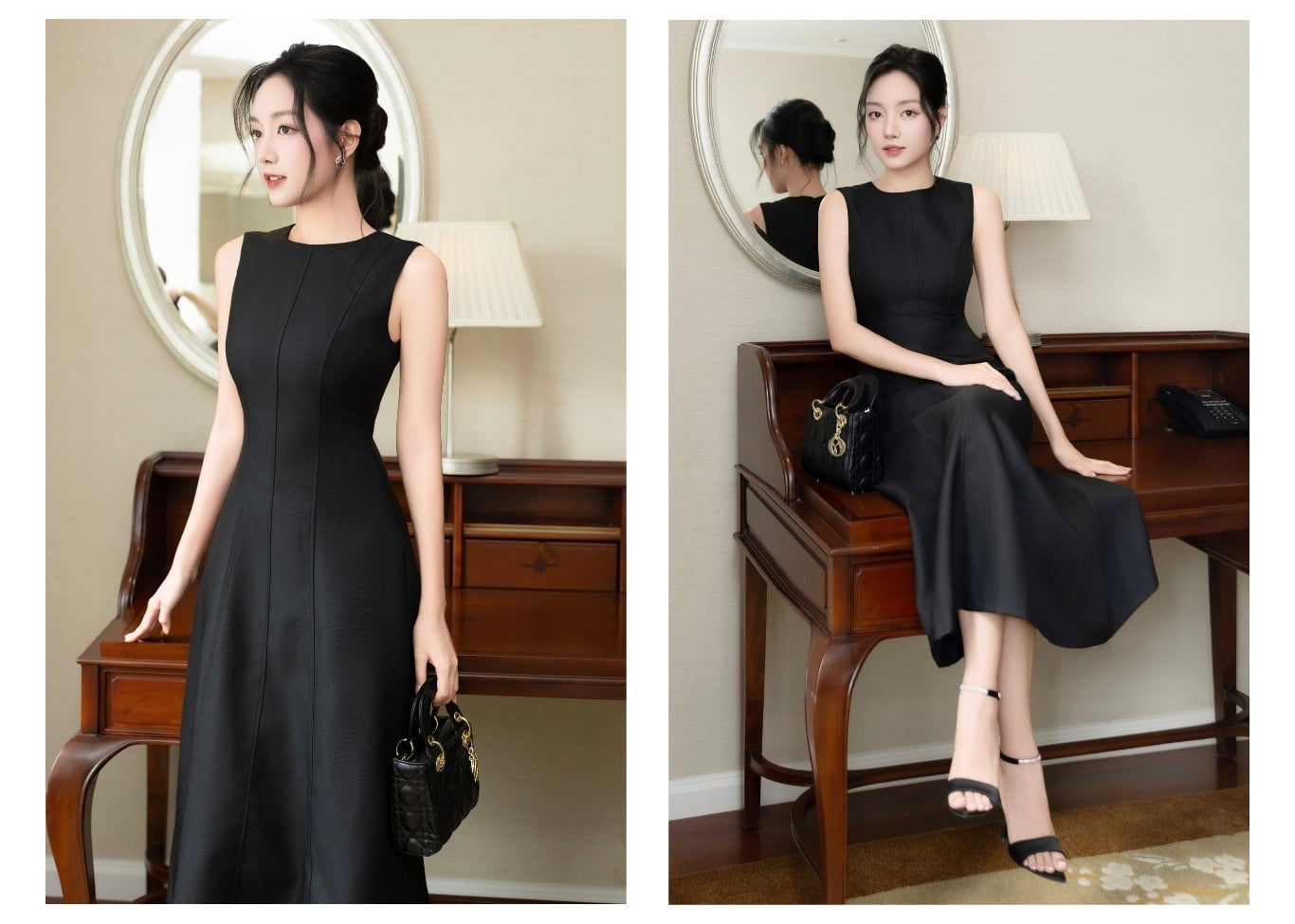 Đầm dự tiệc dài xòe cổ tròn D4253A - Ảnh lookbook