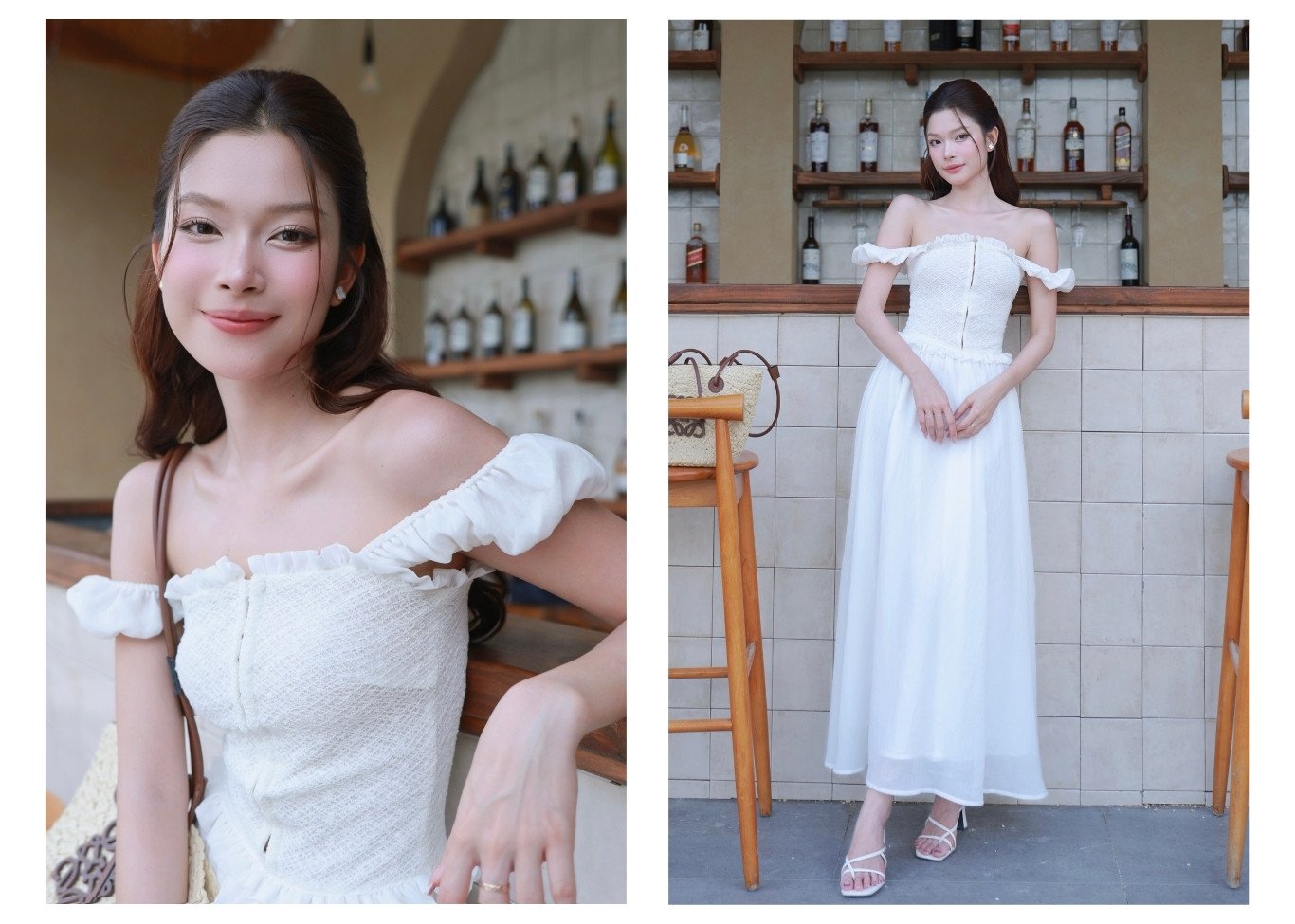 Đầm xòe dạo phố dài thun ren D4503B - Ảnh lookbook