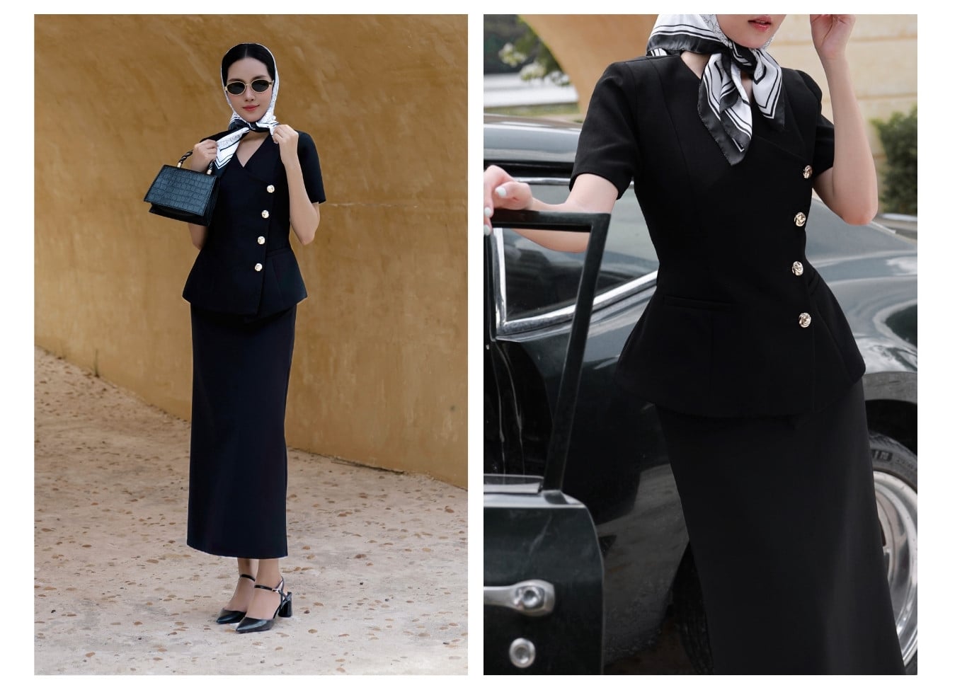 Áo kiểu công sở peplum vạt xéo A4519A - Ảnh lookbook