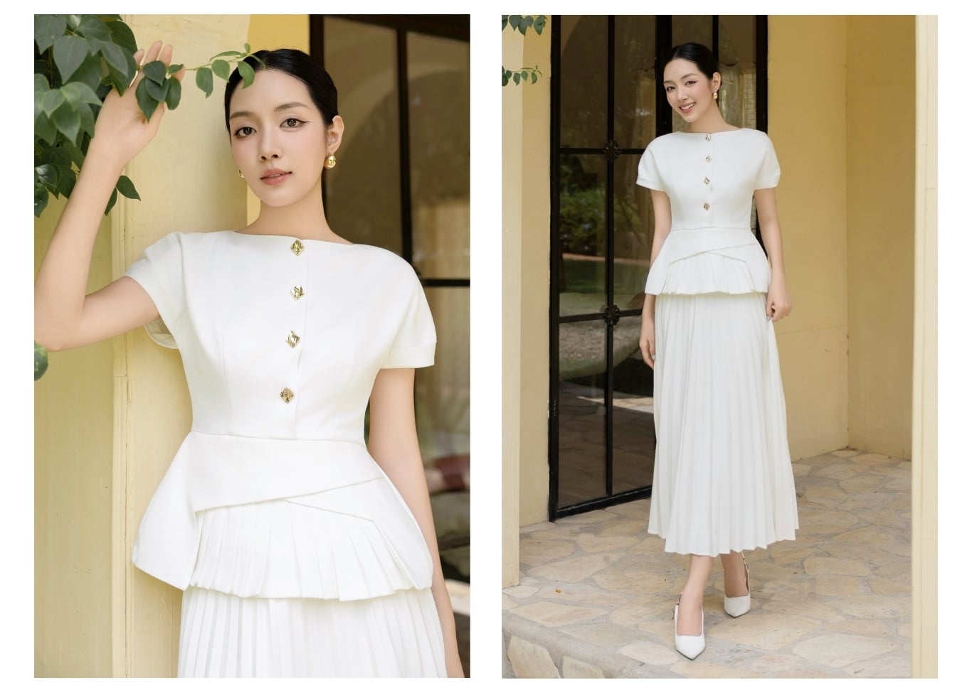 Áo kiểu công sở peplum xếp ly A4521A - Ảnh lookbook