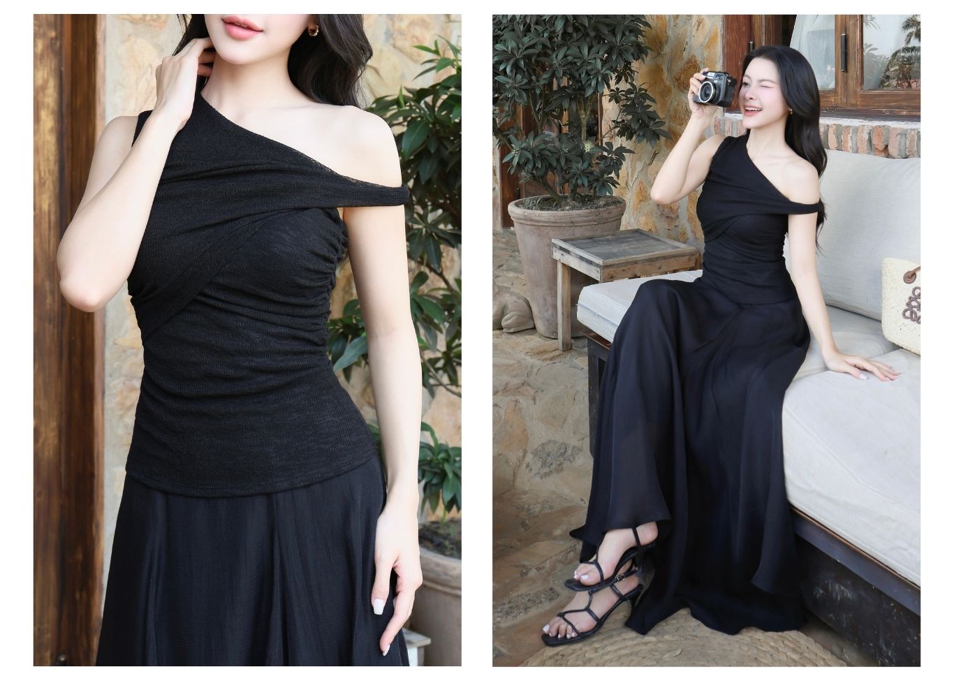 Áo kiểu dạo phố xoắn vai A4439B - Ảnh lookbook mẫu 2