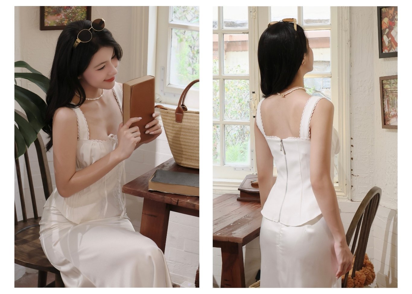 Áo kiểu hai dây dạo phố viền ren A4417B - Ảnh lookbook mẫu 2