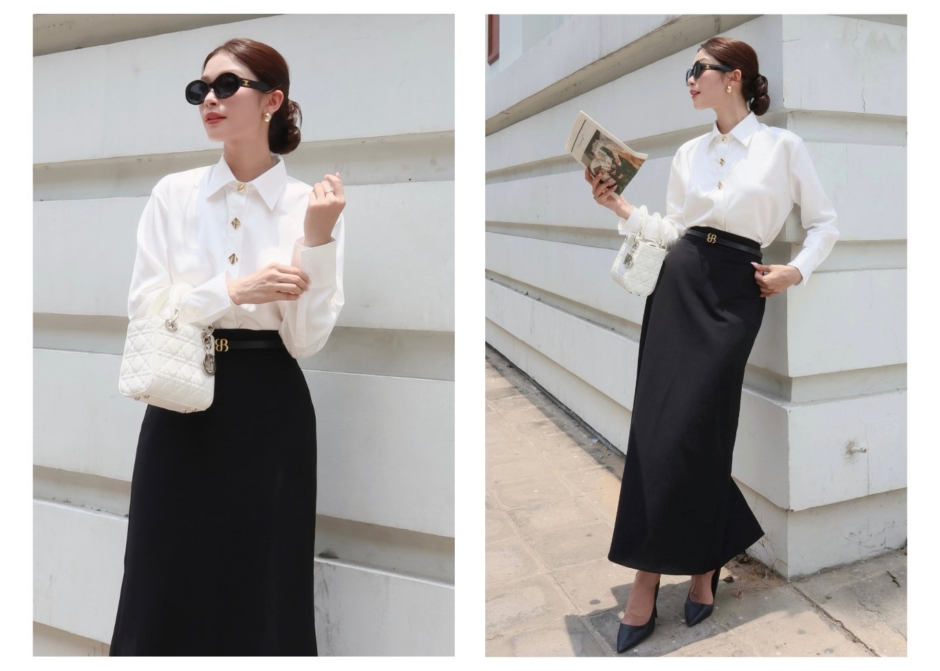 Áo sơ mi công sở lụa tay dài kết nút kiểu A4408H - Ảnh lookbook mẫu 2