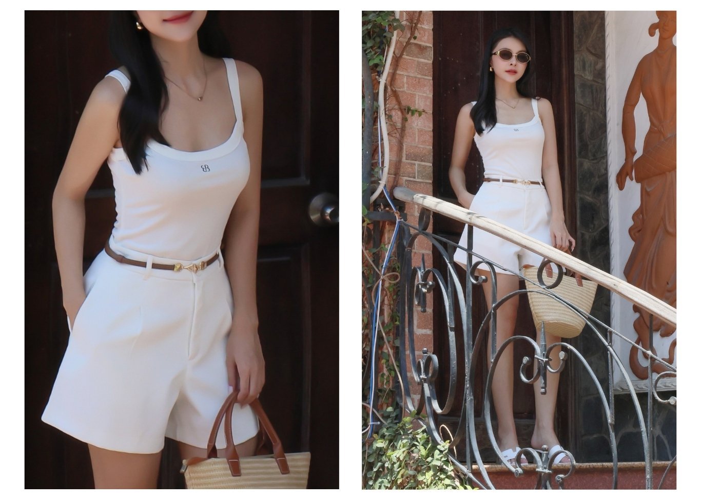 Áo thun 2 dây dạo phố logo BB A4421A - Ảnh lookbook mẫu 2