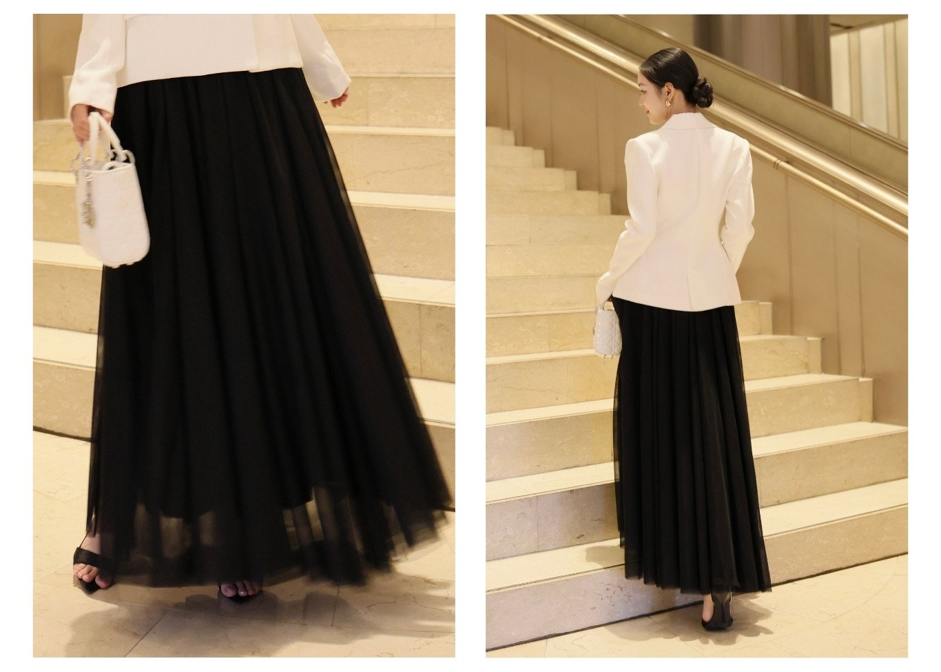 Chân váy xòe tiệc dài lưới tulle V4468A - Lookbook mẫu