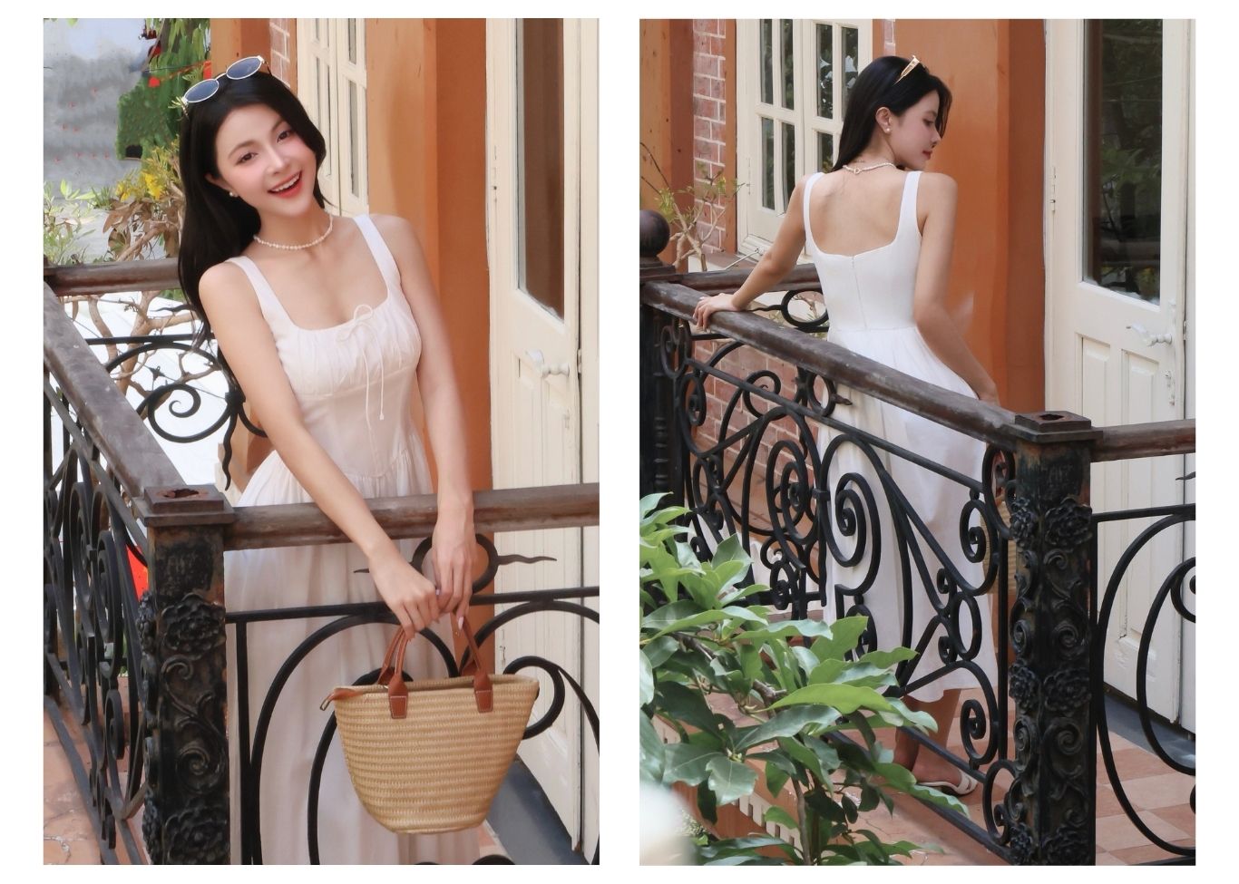 Đầm 2 dây dài dạo phố cổ vuông D4400T - Ảnh lookbook mẫu 2