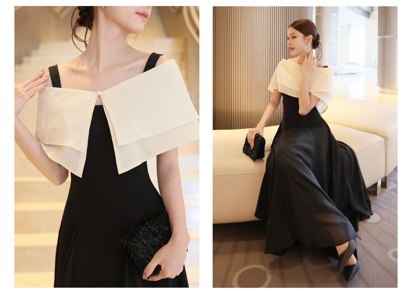 Đầm 2 dây tiệc dài cotton kèm áo D4325B - Ảnh lookbook mẫu 2