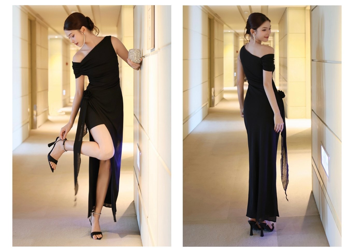 Đầm body tiệc dài thun giấy D4374T - Ảnh lookbook mẫu 2