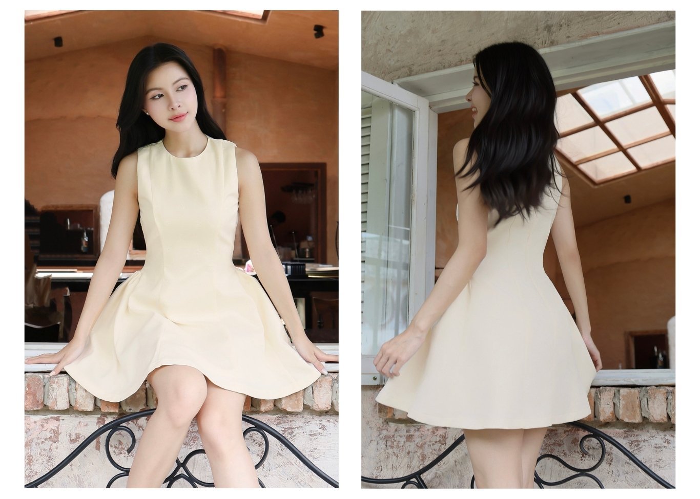 Đầm xòe dạo phố ngắn hoa nổi D4404T - Ảnh lookbook mẫu 2