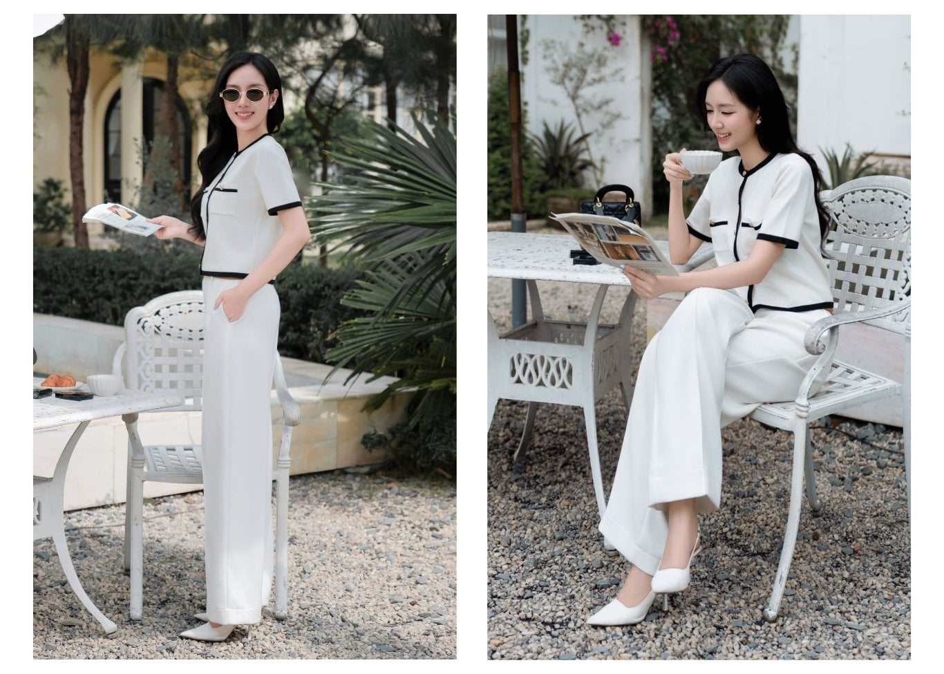 Áo dạo phố dệt kim cổ phối viền A4522V - Ảnh lookbook