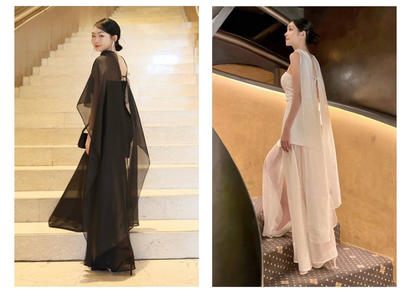 Đầm cúp ngực tiệc dài tùng voan D4390B - Ảnh lookbook mẫu 4