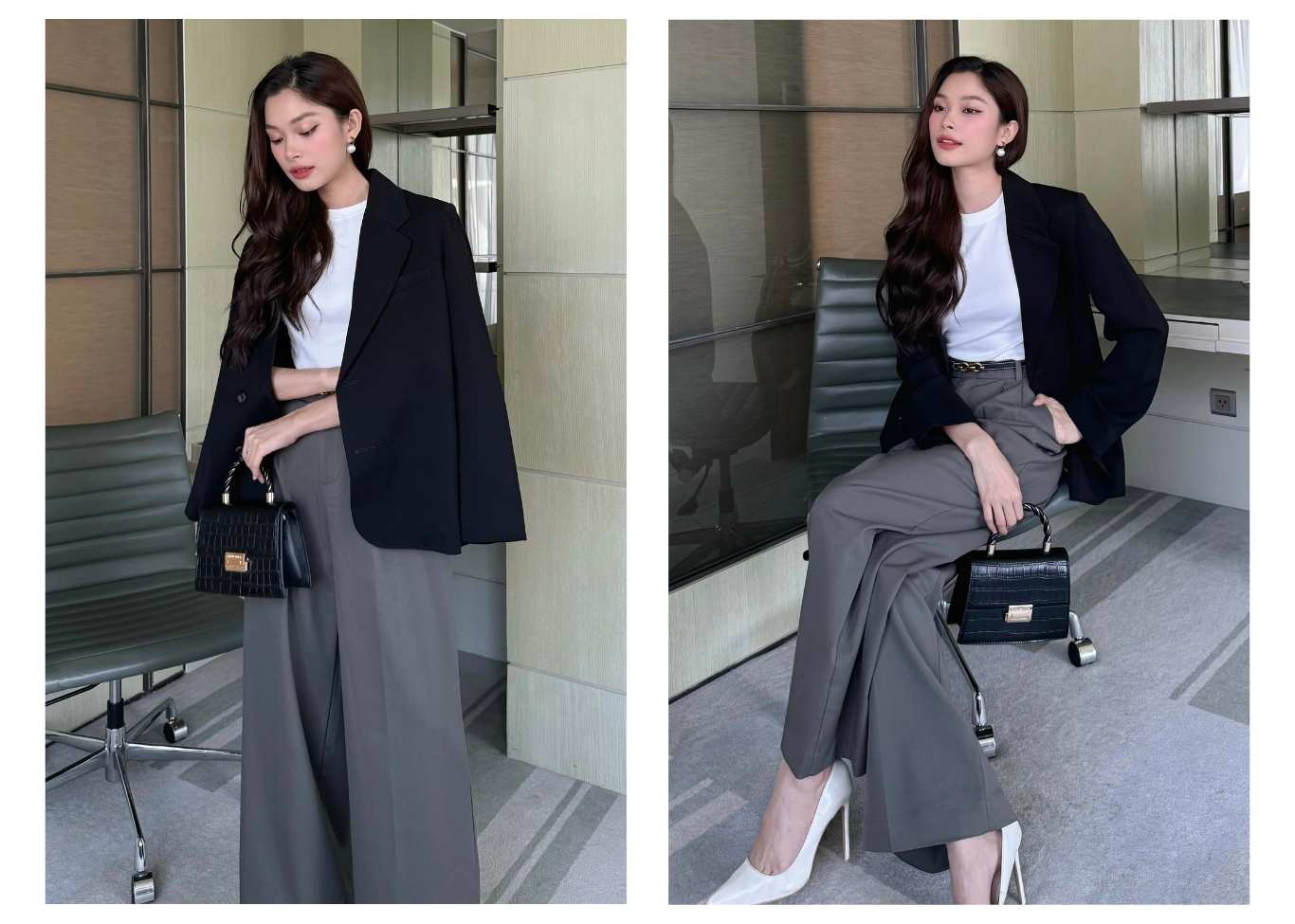 Người mẫu khoác Áo blazer công sở form suông - A2328