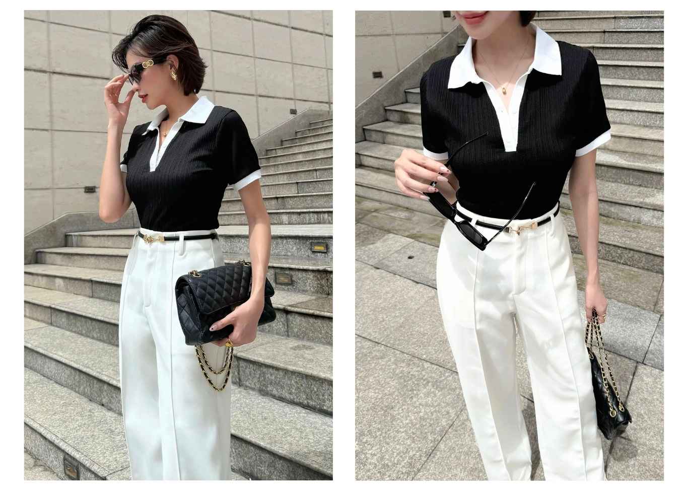 Người mẫu mặc Áo thun polo tay ngắn - A4033A