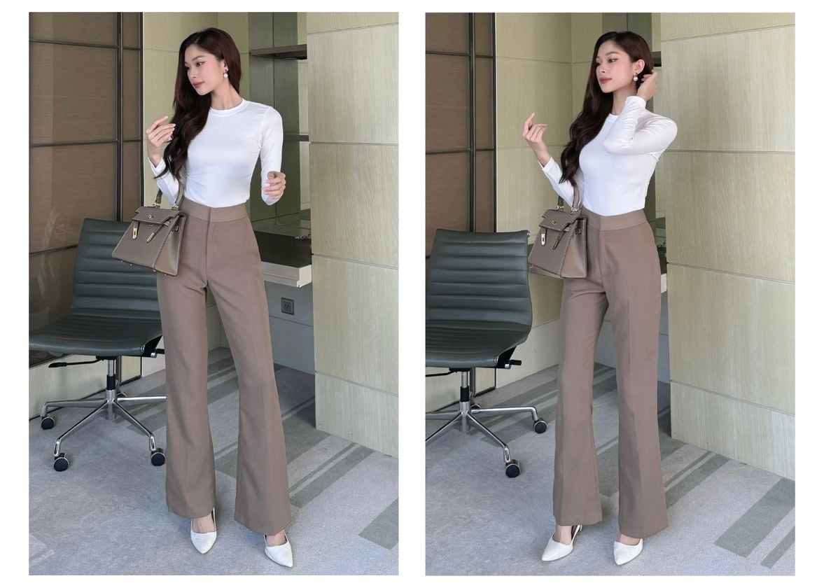 Người mẫu mặc Quần dài ống loe công sở - Q2141
