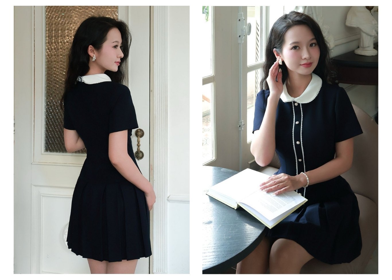 Outfit dạo phố với Đầm ngắn cotton xếp li D4351A