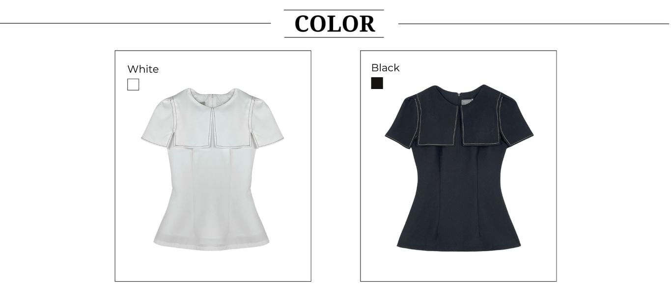 Phân loại màu của Áo kiểu peplum cổ cape viền chỉ - A2186