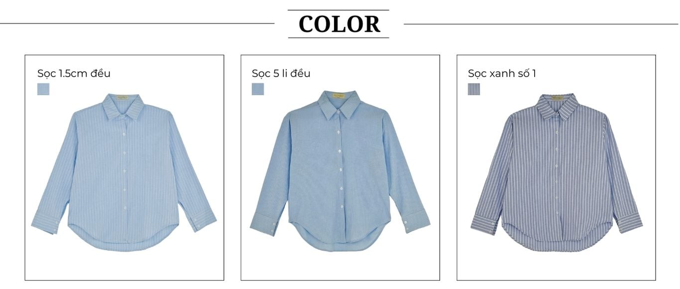 Phân loại màu của Áo sơ mi linen sọc xanh - A3280