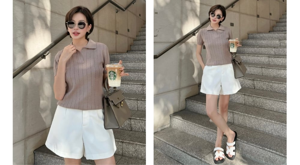 áo polo phối quần short