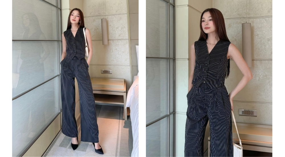 Quần suông sọc dáng dài -Q3759L