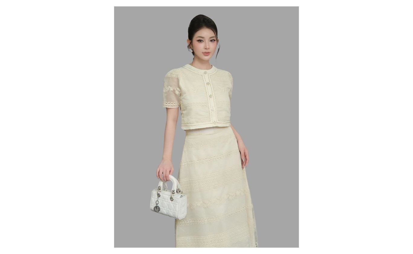 Set áo crop phối chân váy dài - K4203T