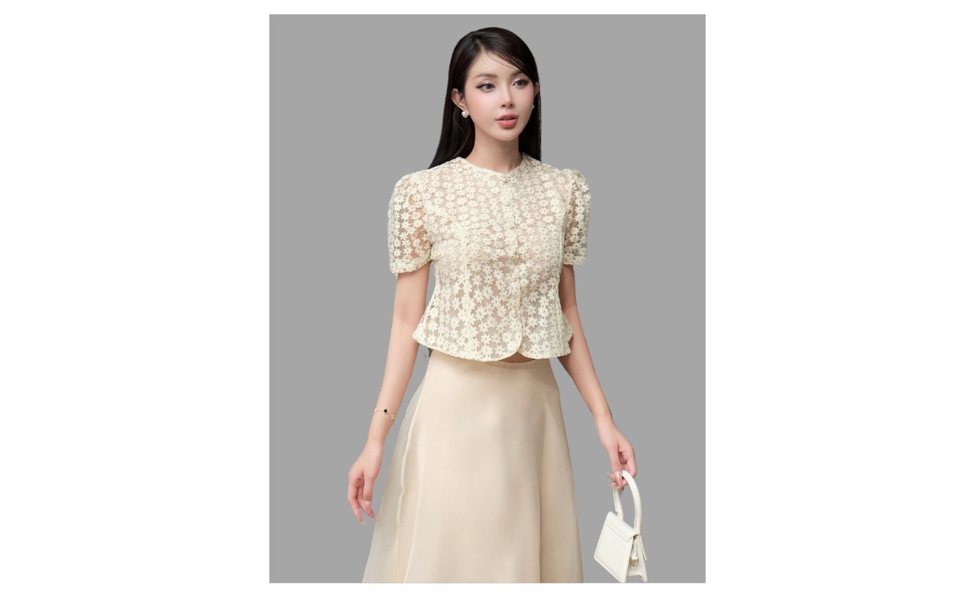 Set áo crop phối chân váy voan - K4270T