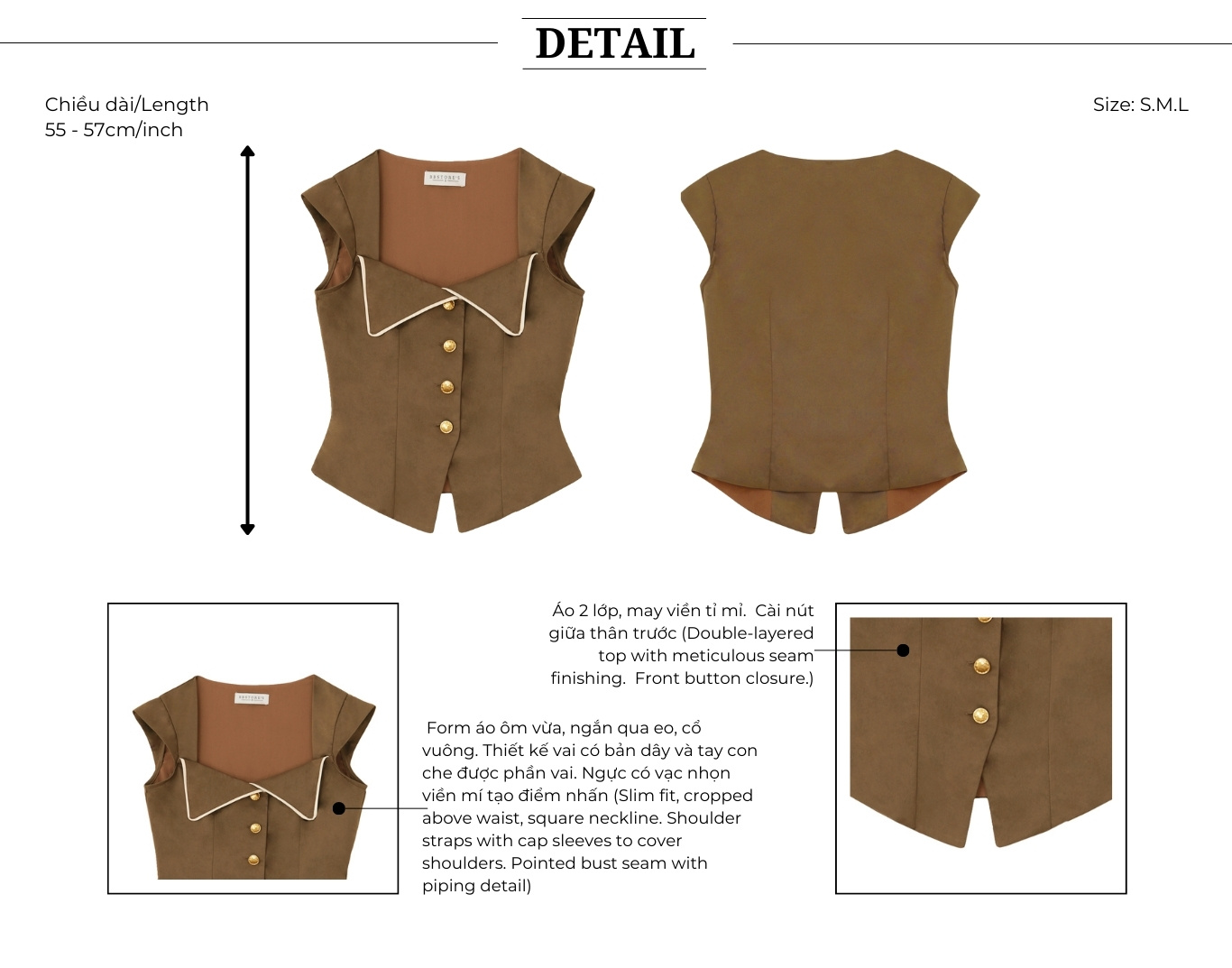 Áo kiểu dạo phố cổ tim cài khuy A4515T - Bản thiết kế