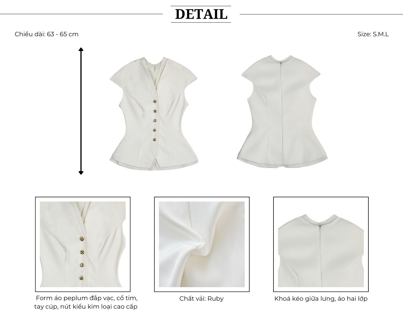 Áo kiểu tiệc peplum kết nút kiểu A4425B - Thiết kế