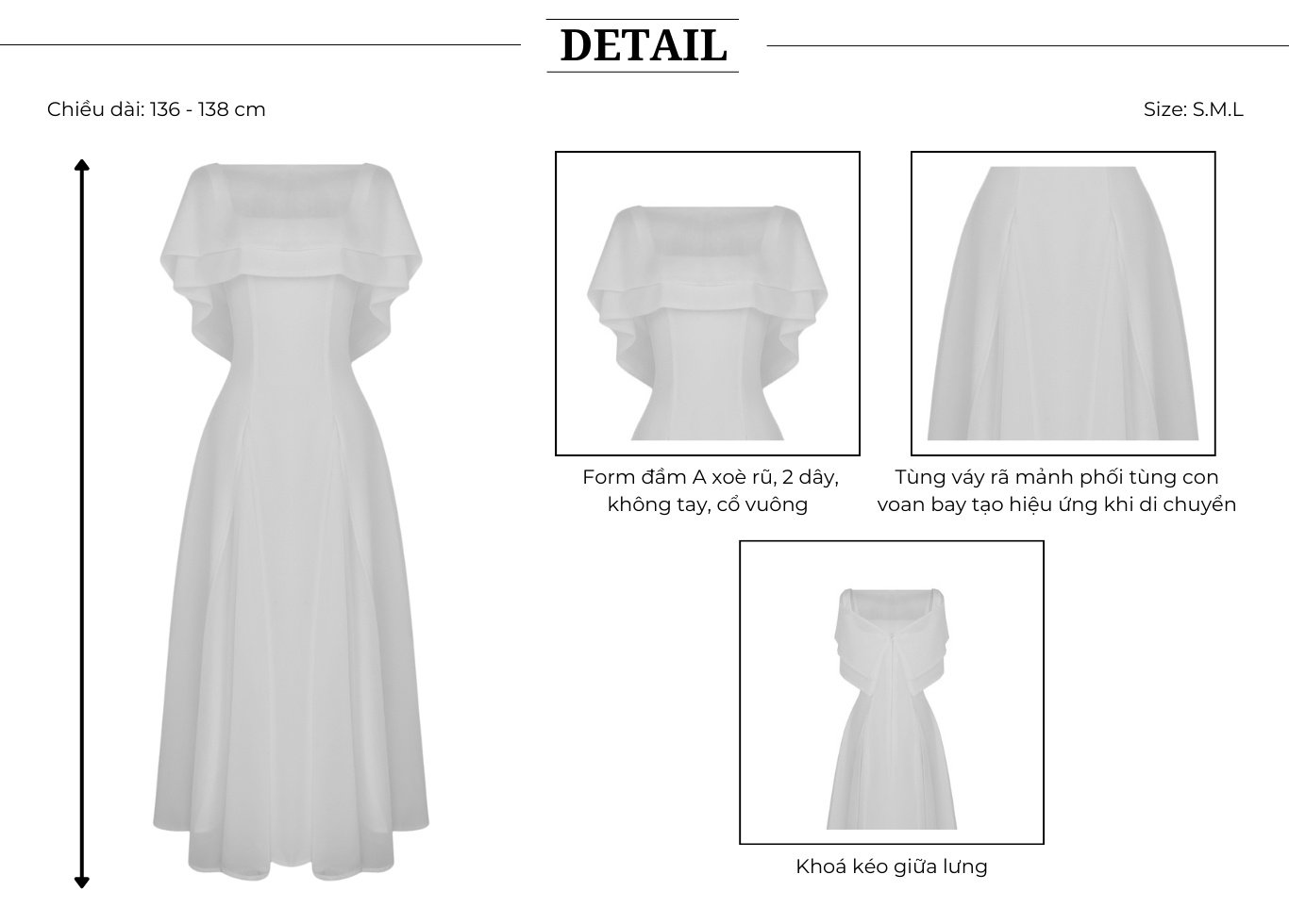 Đầm 2 dây tiệc dài cotton kèm áo D4325B - Thiết kế