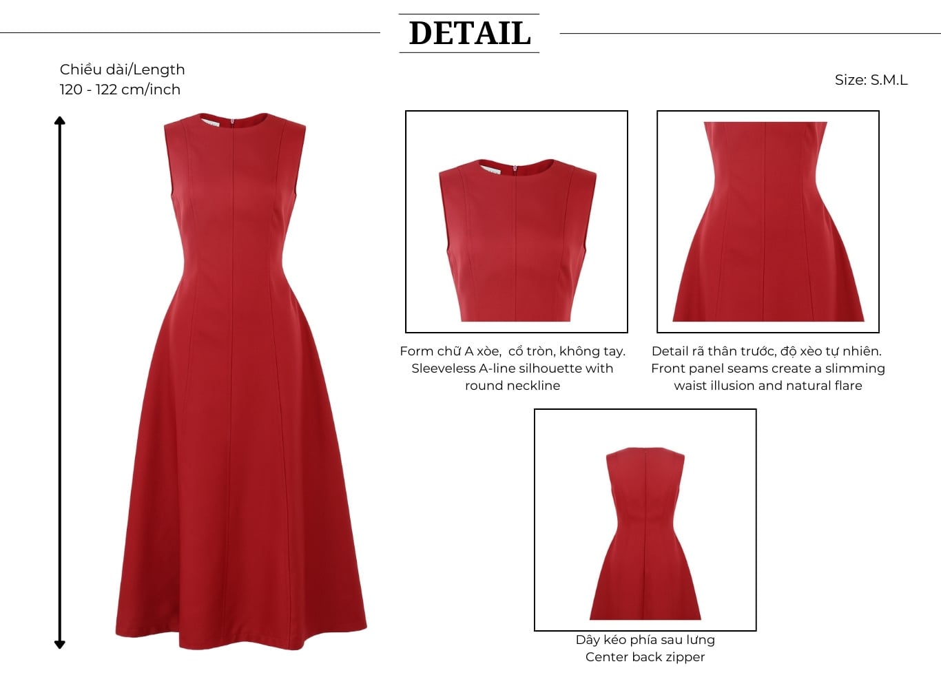 Đầm dự tiệc dài xòe cổ tròn D4253A - Thiết kế chi tiết