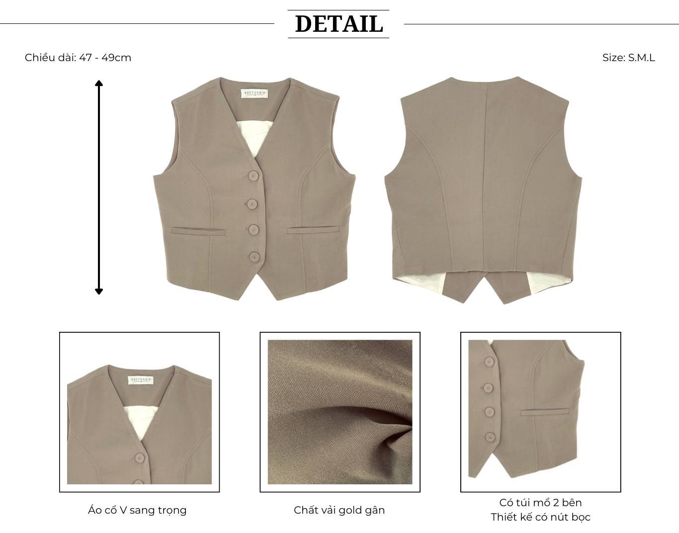 Thiết kế của Áo gile croptop form basic - A3253