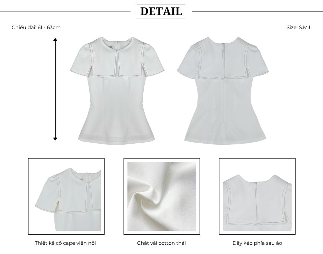 Thiết kế của Áo kiểu peplum cổ cape viền chỉ - A2186