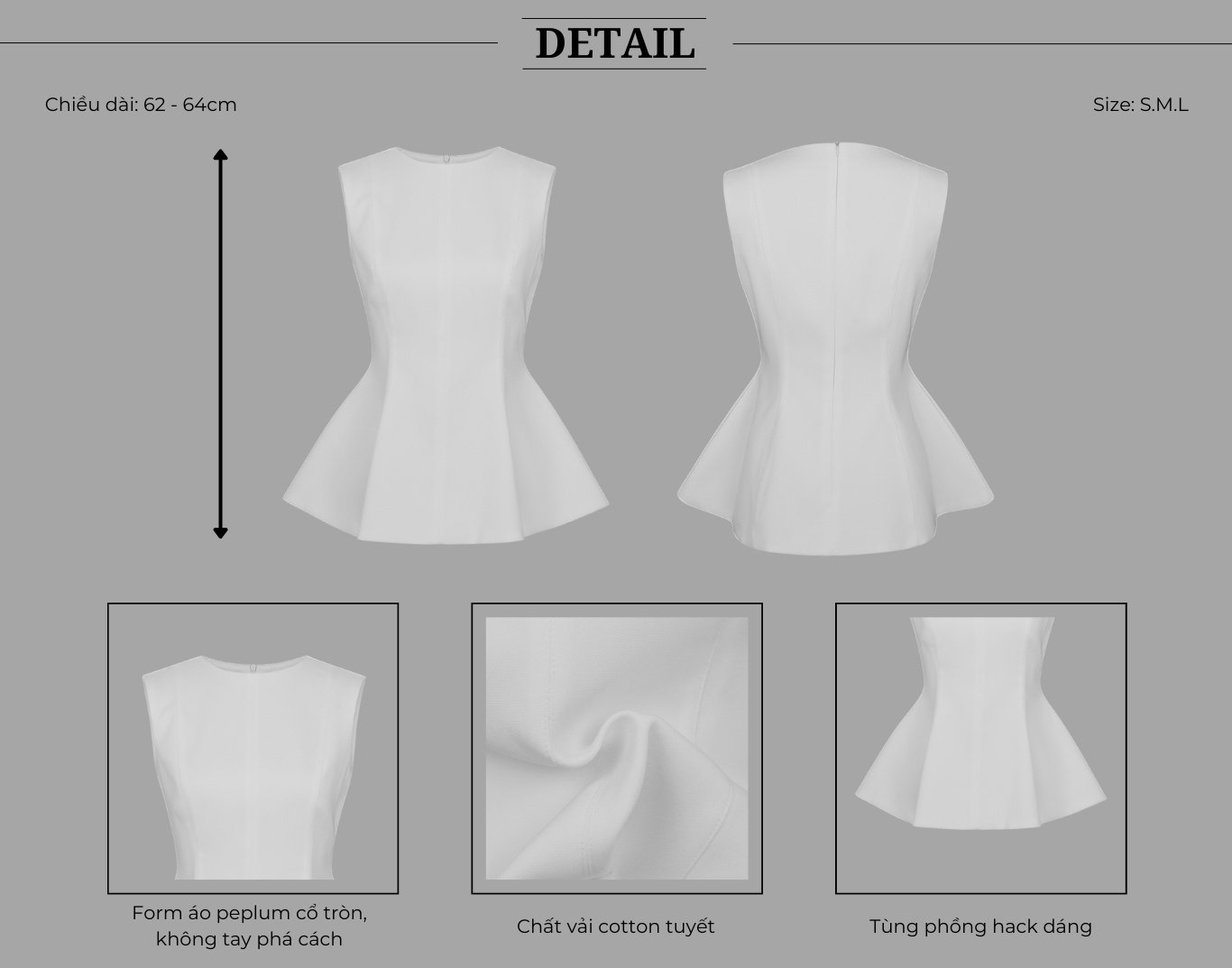 Thiết kế của Áo kiểu peplum dự tiệc cổ tròn - A4255A