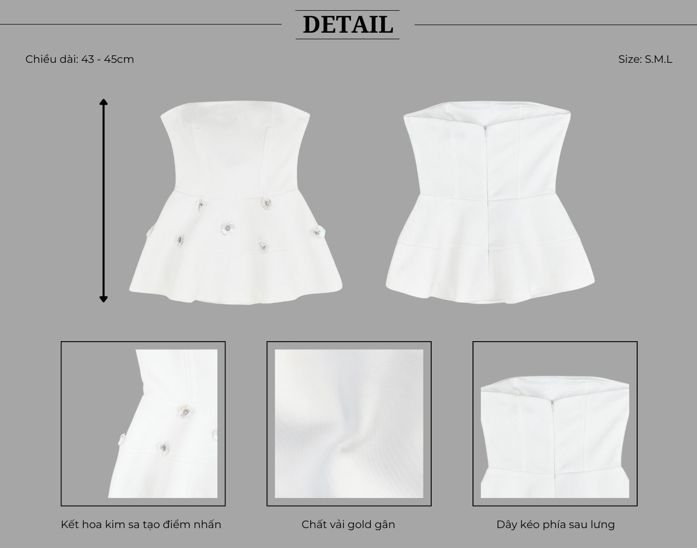 Thiết kế của Áo kiểu peplum kết hoa sequin - A4046T