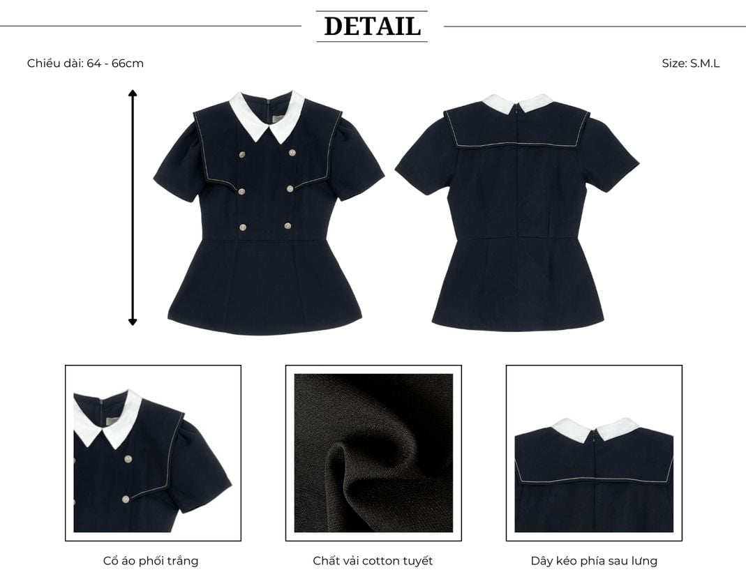 Thiết kế của Áo kiểu peplum tay ngắn - A2596