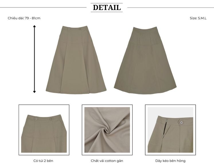 Thiết kế của Chân váy dài công sở xòe viền - V3544