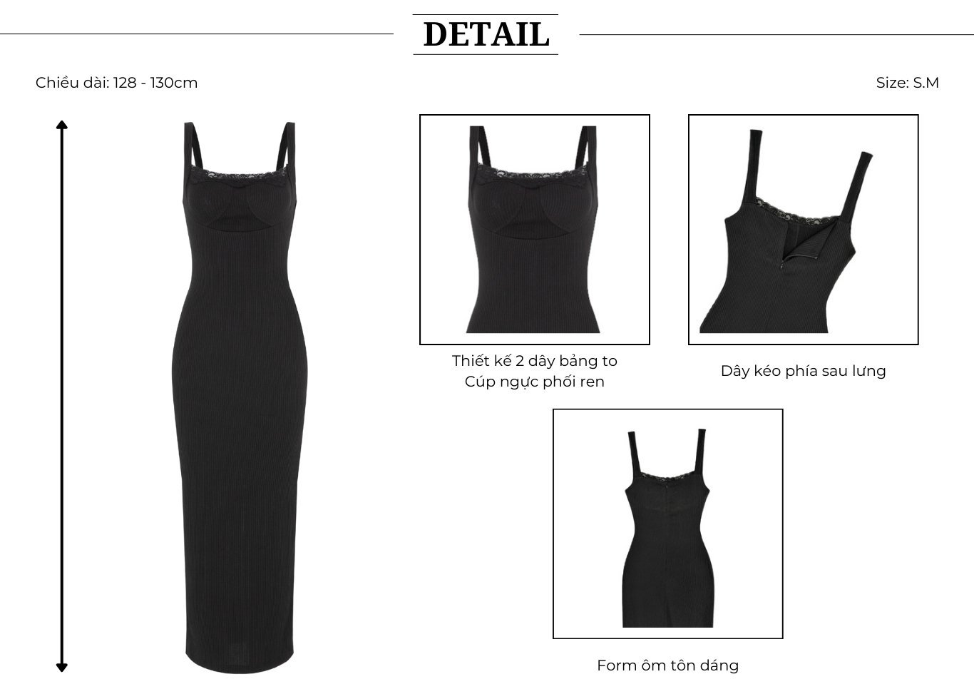 Thiết kế của Đầm body 2 dây phối ren ngực - D3737