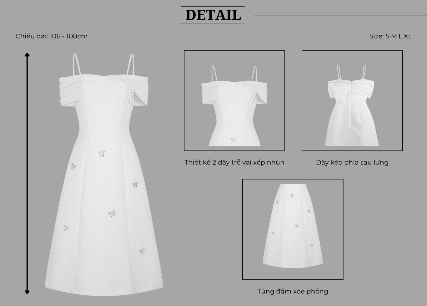 Thiết kế của Đầm dài dự tiệc 2 dây trễ vai - D3054
