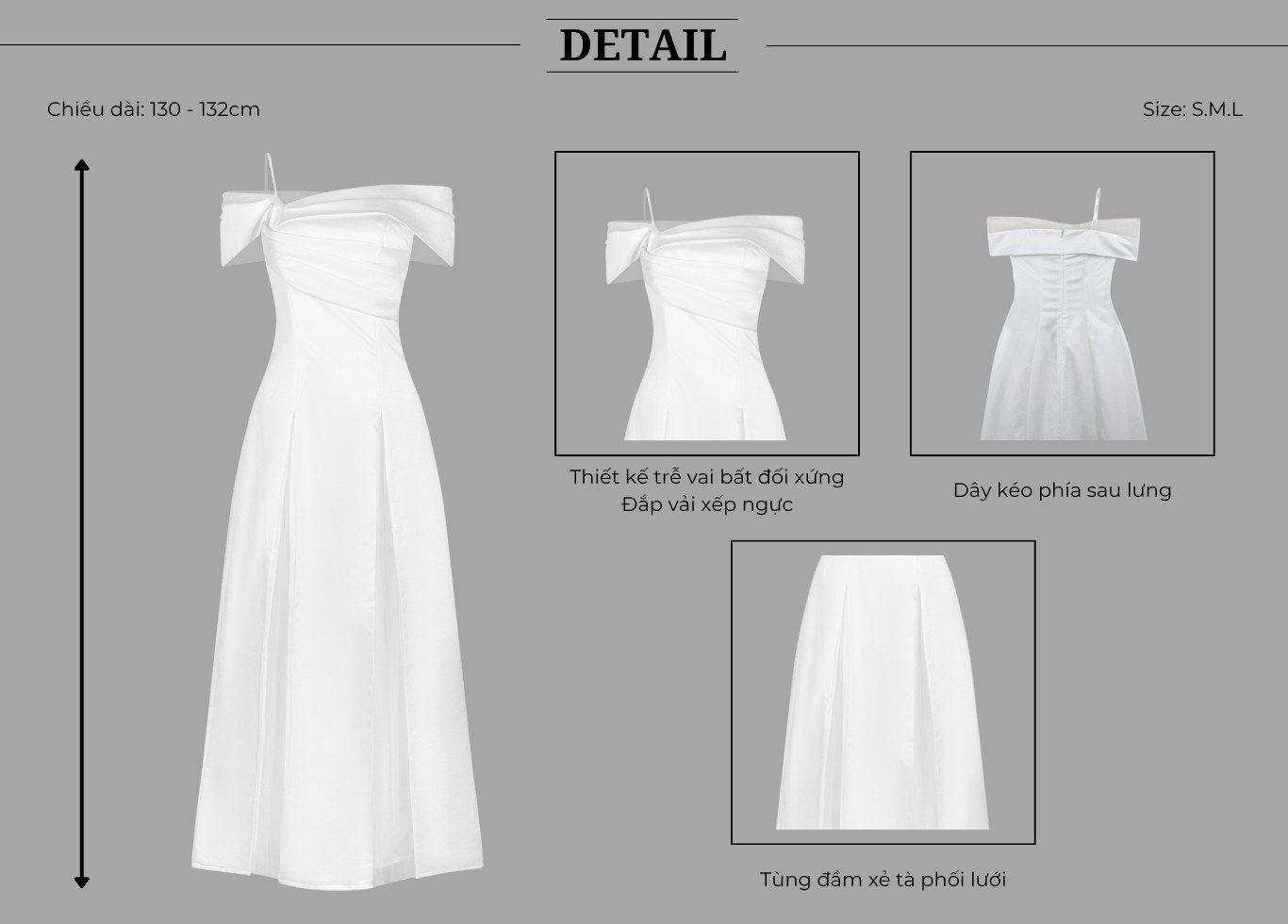 Thiết kế của Đầm dự tiệc dài xòe trễ vai - D3998B