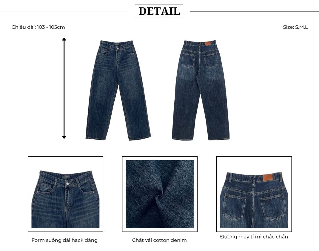 Thiết kế của Quần jean suông form dài - Q2183S