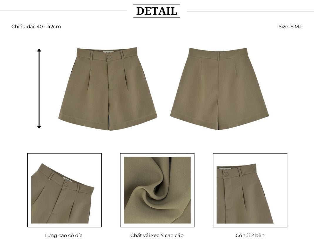Thiết kế của Quần short basic lưng cao - Q3752T