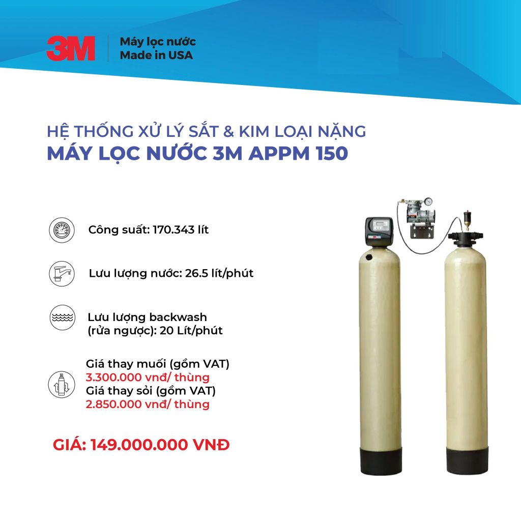 Hệ Thống Xử Lý Nước Nhiễm Sắt Kép 3M APPM150 - Phương Nam Water 1