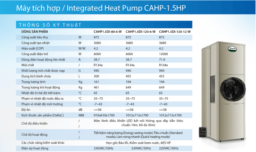 Bơm Nhiệt AO Smith CAHP-1.5HP - Phương Nam Water 7