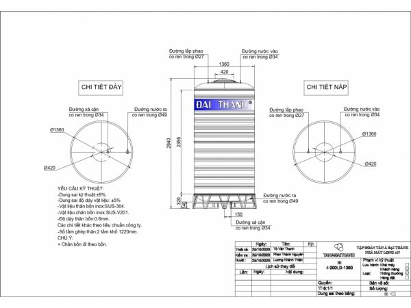 Bồn Nước Inox 4000 lít Đại Thành Đứng - Phương Nam Water 2
