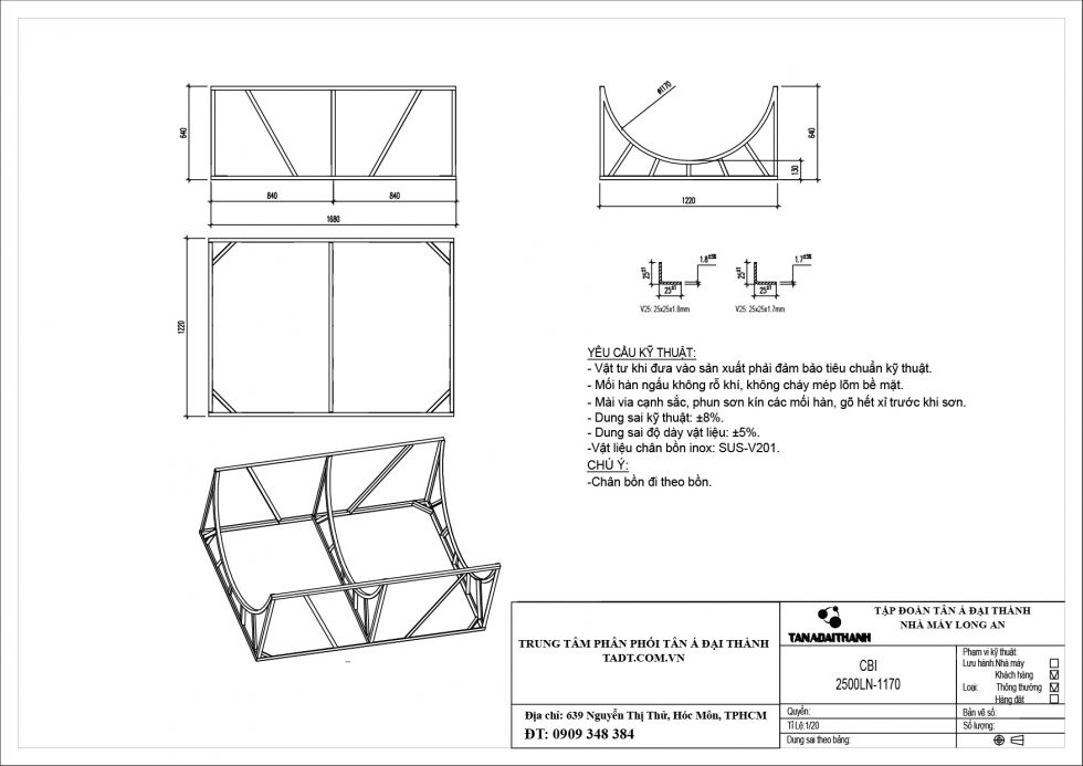 Bồn Nước Inox Ngang 2500L - Phương Nam Water 2