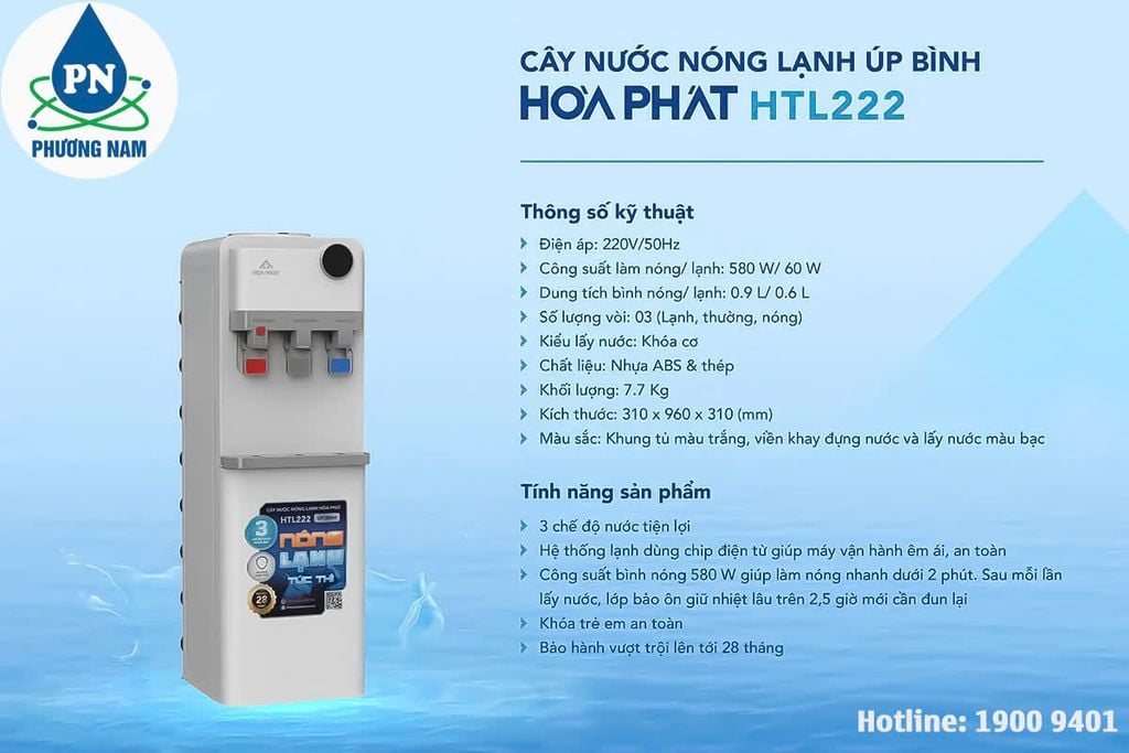 CÂY NƯỚC NÓNG LẠNH ÚP BÌNH HÒA PHÁT HTL222- Phuong nam Water 2