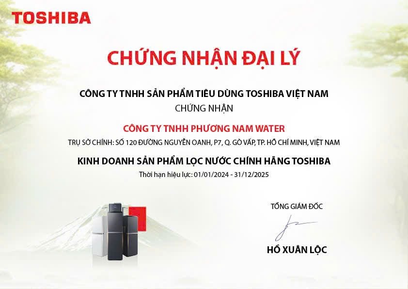 Chứng nhận Toshiba - Phương Nam Water