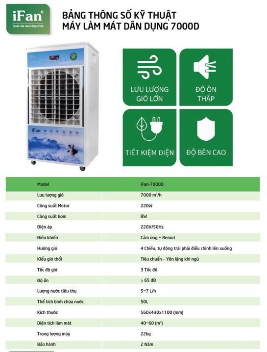 Quạt Hơi Nước IFAN-7000D - Phương Nam Water 5